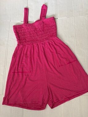 Pink Striped Smocked Romper Zenanna large